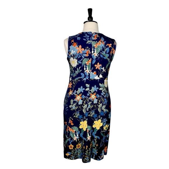 Lands’ End Dress Ponte Knit Sheath Pockets Blue Yellow Floral Women’s Size 16W - Picture 5 of 11